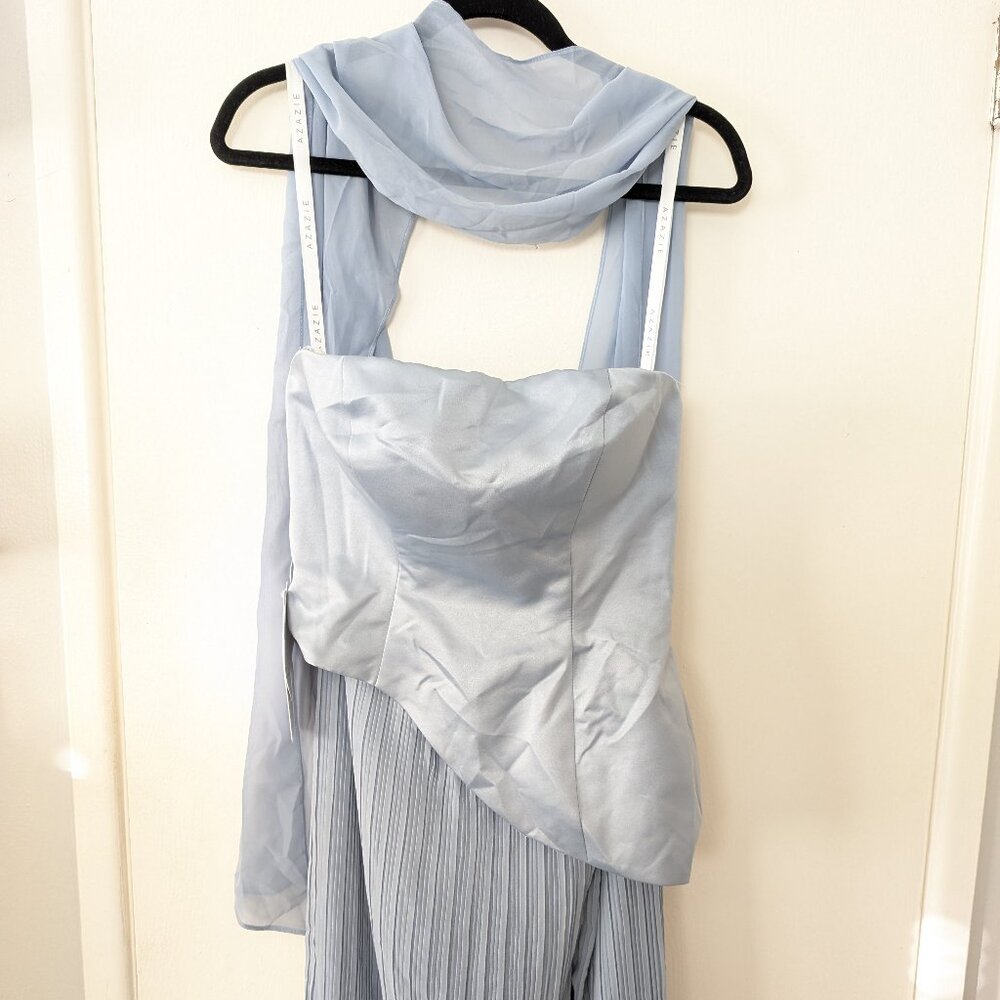 Azazie Atelier | Tierney Powder Blue Maxi Strapless Dress - Size 6